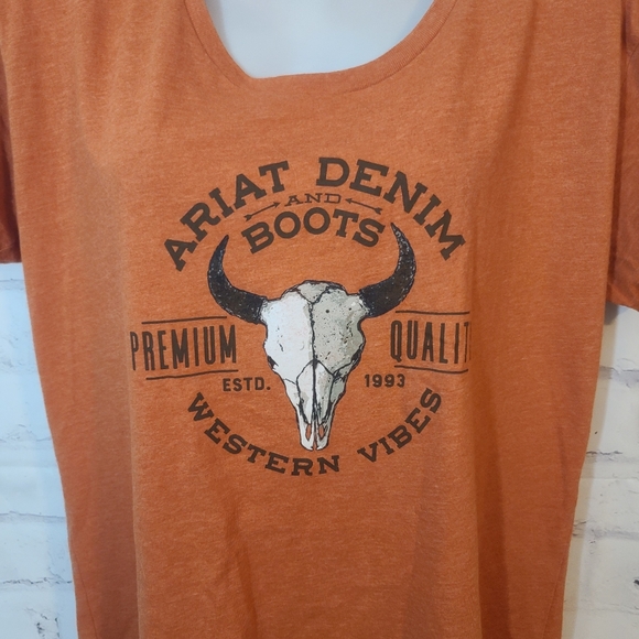 Ariat Women's Relaxed Fit Graphic Orange Tee Shirt Large - Picture 3 of 5